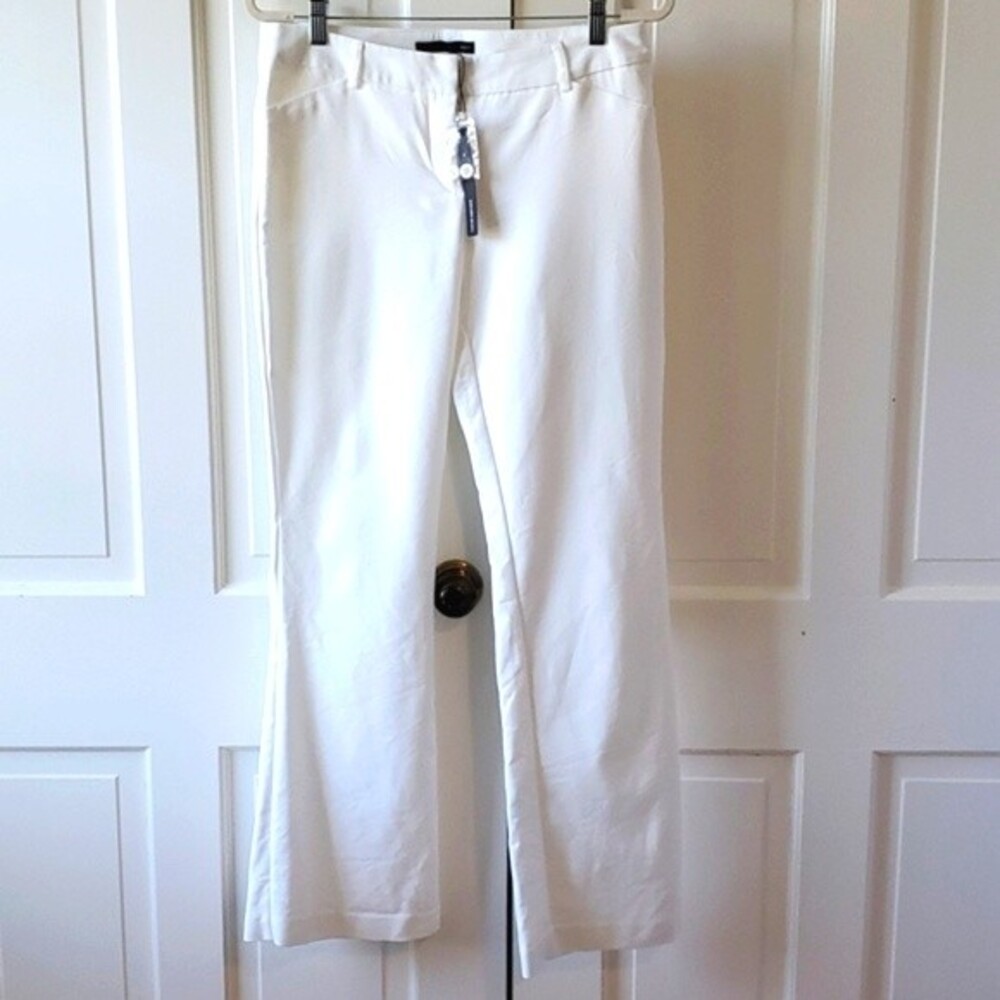 NWT HARVE BENARD WHITE CREAM COTTON BOOTCUT FLARE PANTS SIZE 8 MINIMALIST